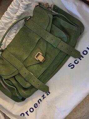 Proenza Schouler Green Suede PS1 Satchel